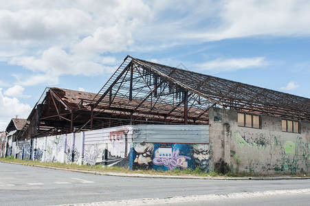废弃建筑涂鸦建筑学背景图片