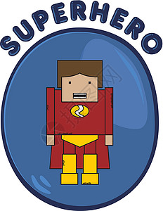 超级卡通英雄人物男性化身超级英雄帮助救主男生漫画卡通片插图男人背景图片