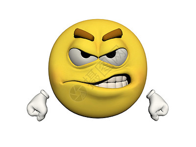 愤怒的表情黄色情感3d圆形眼睛白色插图黑色背景图片