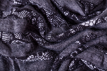 特写灰色松银线奢华缝纫折叠针线活褶皱纺织品服装编织材料网络背景图片