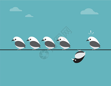 异类鸟类群鸟群矢量图像插画