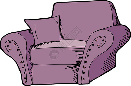 紫甲椅插图软垫紫色椅子剪贴家具织物枕头座位沙发背景图片