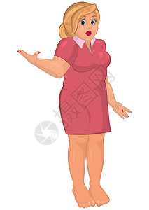 穿粉红色衣服赤脚的女胖子 一手举起插画
