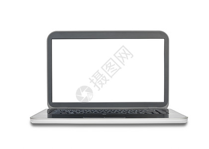 白色上孤立的笔记本电脑网络技术桌面软垫屏幕钥匙电子金属键盘空白背景图片