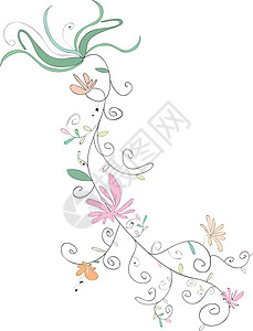 鲜花创造力庆典卡片季节性植物叶子绘画装饰风格插图背景图片