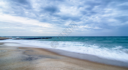 哈特拉斯角北卡罗来纳州Hhattaas角大西洋数控摄影全景波浪海岸海滩日落海岸线彩色沙丘背景