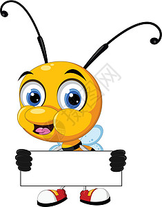小蜜蜂卡通 拿着空白板拼字蜂巢情感动物教学卡通片漫画眼镜工人吉祥物背景图片