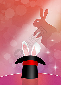 魔术帽中兔子魔术表演影子诡计帽子马戏团棍棒推介会想像力插图魔术师戏剧背景