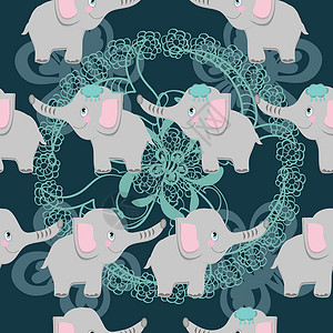 大象的智能卡动物卡通片哺乳动物绘画插图快乐乐趣幸福动物园荒野背景图片
