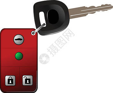 遥控钥匙壳遥控控制在白色背景上孤立的汽车键 Vect运输安全钥匙圈金属电子纽扣钥匙钥匙链起动机正方形设计图片