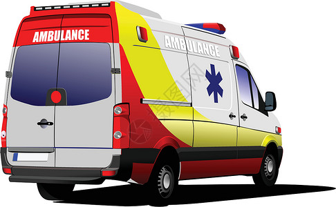 现代救护车对白 彩色矢量说明速度情况车辆访问红色护理人员民众医院医疗市政设计图片