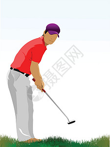 Golf 玩家 矢量插图俱乐部男人控制天空专注男性成人娱乐运动高尔夫球图片