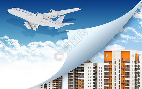 飞机和建筑物背景图片