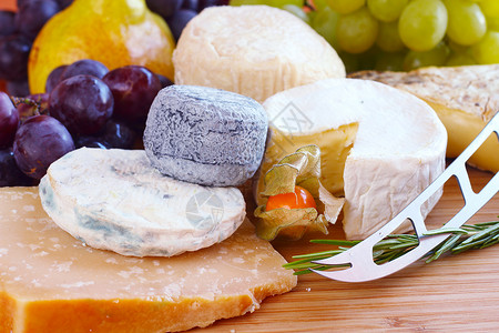 法国奶酪奶油豆荚连环画熟食羊乳小吃美味蓝色模具百里香背景图片