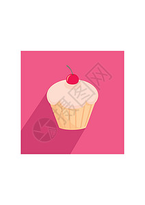 甜樱桃蛋糕蛋糕矢量平方插图背景图片