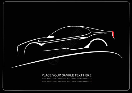 汽车杂志黑色背景的汽车白色轮廓 矢量插图活力公司窗户工作金属兜帽商业身份杂志技术设计图片
