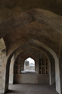 达康书记印度海得拉巴建筑学堡垒全景酸橙城市废墟大亨石头城堡背景