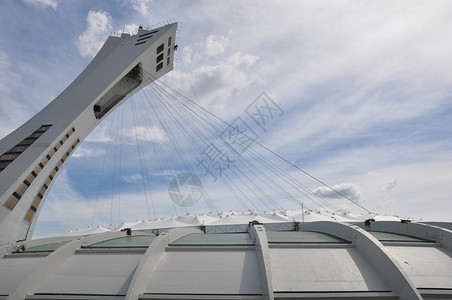 加拿大蒙特利尔奥林匹克运动会体育场竞赛蓝色建筑学五环地标运动游客游戏尖塔电梯背景图片