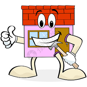 房屋翻修锤子卡通片绘画插图建筑建筑学建造微笑背景图片