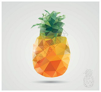 三开菜单素材几何多边形水果 三角果 菠萝 矢量插画