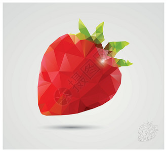 草莓水晶汤圆几何多边形水果 三角果 草莓 矢量光插画