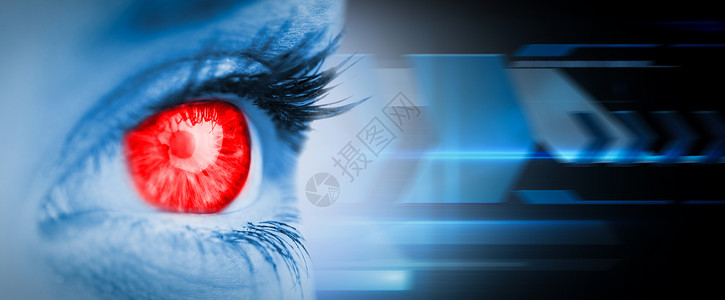 蓝脸红眼综合图象鸢尾花黑色计算技术眼球火花数字计算机睫毛红色背景图片