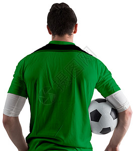 绿色持球足球选手活动球衣运动员齿轮运动服播放器运动男人男性背景图片