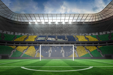 大足球场 有目标数字闲暇世界杯子体育场运动沥青门柱绘图绿色背景图片