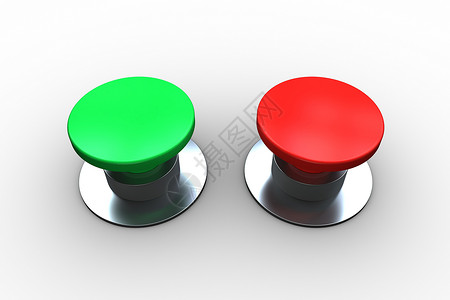 红色和绿色按钮控制力量数字计算机绘图插图背景图片