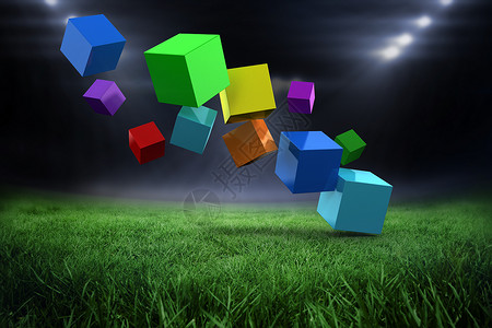 漂浮彩色立方体3d 彩色立方体 floatin 的复合图像沥青运动粉色数字紫色绿色杯子闲暇插图世界背景