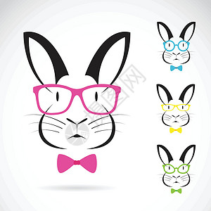 布朗熊可妮兔兔子戴眼镜的矢量图像插画