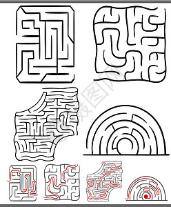 迷宫或迷宫图集出口入口解决方案学习收藏游戏正方形图表圆形学校背景图片