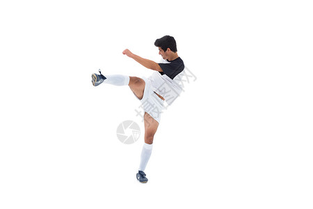 踢白脚足球运动员运动播放器活动竞技男人团队球衣闲暇齿轮运动服背景图片