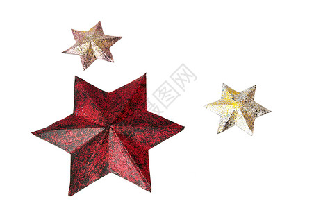 彩色恒星美丽红色庆典装潢反射白色季节金子星星乐趣背景图片
