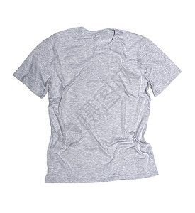 白色背景上的灰色T恤衫纺织品织物广告服装裙子袖子店铺衬衫衣服棉布背景图片