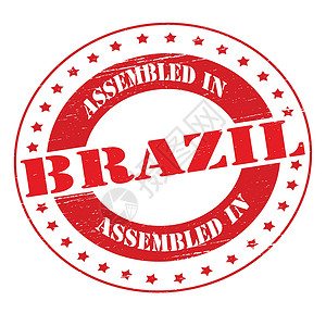 在巴西集会拼凑圆形墨水红色橡皮星星背景图片