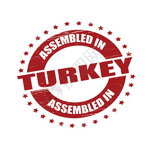 土耳其国旗在土耳其集结橡皮星星圆形拼凑红色火鸡墨水矩形插画