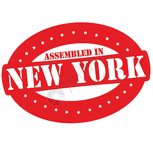 在纽约召集会议矩形椭圆形拼凑星星红色墨水橡皮背景图片