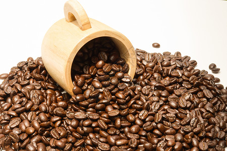 白色背景的咖啡豆时间早餐休闲咖啡公司咖啡厂时光咖啡馆火锅咖啡茶几背景图片