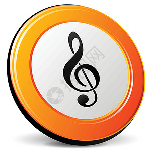 矢量音乐图标互联网橙子高音白色插图网络笔记标识反射钥匙背景图片