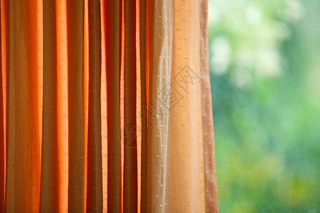 窗口窗帘橙子纺织品绿色窗户材料背景图片