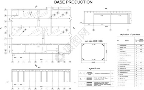 建筑项目设计图建筑物发动机公司的详细建筑图画设计图绘制图建筑学绘画工业蓝图传奇项目尺寸绘图运输插画