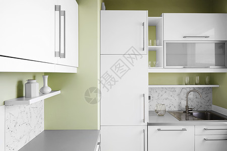 白色的简易厨房Name建筑学绿色房地产抽屉橱柜果色家庭台面玻璃家具背景图片