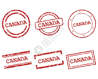 加拿大邮票墨水商业标签红色海豹按钮插图烙印打印贴纸插画