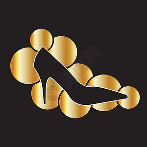 高帮系带女鞋女鞋金色行业的Logo插画