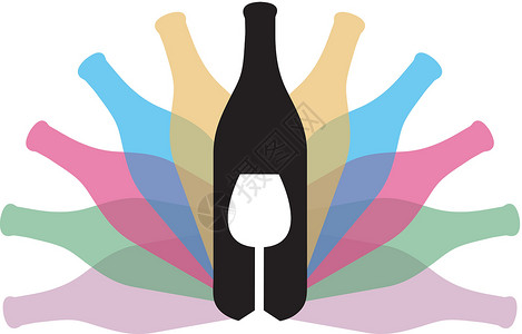 饮料标识插图正方形软木收藏包装酒精烈酒框架彩虹瓶子背景图片