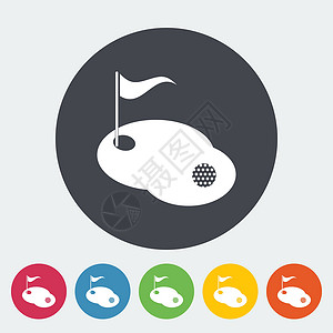 高尔夫单个图标娱乐竞赛黑色艺术夹子竞争灰色插图旗帜闲暇背景图片