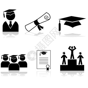 毕业图标讲台海豹文凭徽章收藏卡通片大学按钮学习团体背景图片
