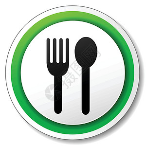 矢量餐厅图标阴影网络贴纸按钮标签圆形绿色勺子食物用餐背景图片