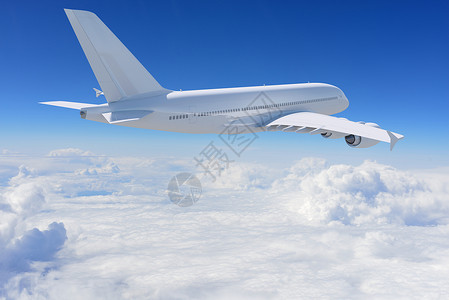 大白色飞机运输蓝色鸟瞰图翅膀涡轮飞行喷射地平线客机背景图片